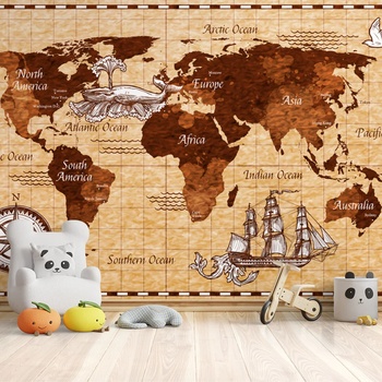 Image 1 of Art gift Фототапет - Старинна карта на света