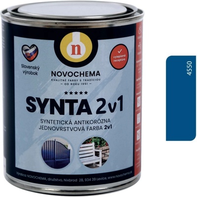 Novochema synta 2v1 syntetická antikorozní jednovrstvá barva 2v1 10 kg 4550 Návěstní modrá