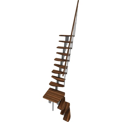 Minka STAIRS Lomené modulové schodiště Quatro Turn ořech/šedá, 298 cm