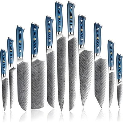 HARAHU Комплект кухненски ножове дамаск tu-37511 - Син kp37511 (tu-37511)