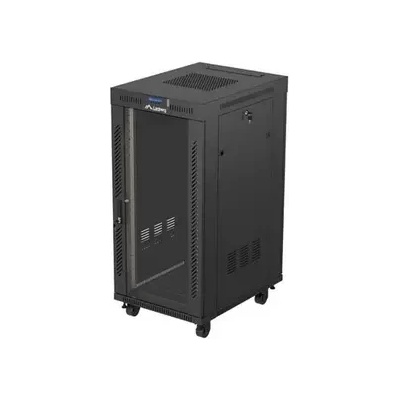 Lanberg Комуникационен шкаф, Lanberg Rack Cabinet 19" Free-Standing 24U/600X800 (FlAT Pack) With Glass Door LCD Black V2 (FF01-6824-12BL)