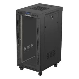 Lanberg Комуникационен шкаф, Lanberg Rack Cabinet 19" Free-Standing 24U/600X800 (FlAT Pack) With Glass Door LCD Black V2 (FF01-6824-12BL)