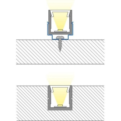 ML-761.014.74.2 Přisazený hliníkový profil PW 11x11mm, včetně mléčného difuzoru 2m