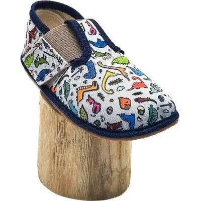 Pegres Detské barefoot papučky BF 01 Dinosaurus