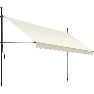 Tectake Upínací markýza s ruční klikou, výškově nastavitelná 400 x 180 cm, béžová