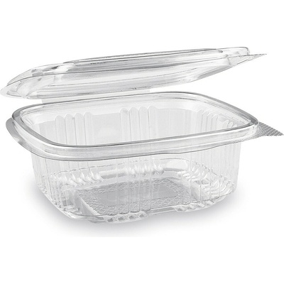 GASTRO 77603 plastová miska hranatá 375 ml s integrovaným viečkom, 12,85 x 13,4 x 4,85cm, priehľadná