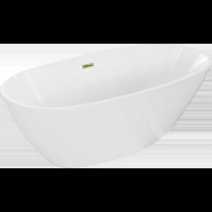Mexen Eris самостоятелна вана 155 x 80 см, бяла, преливане злато - 53441558000-50 (53441558000-50)