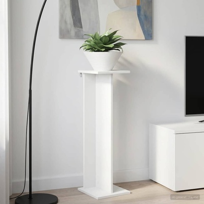 vidaXL Стойка за растения Бяло 25 x 25, 5 x 80, 5 см Инженерна дървесина (899642)