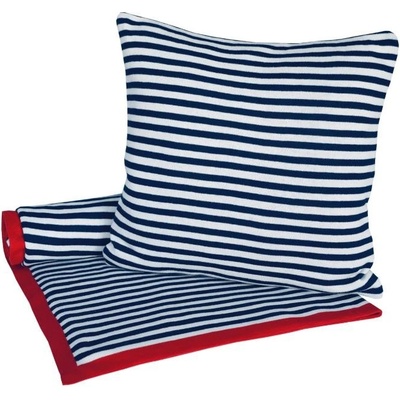 SCANquilt pletený pléd Design PROUŽKY modrobílá střední 130x200