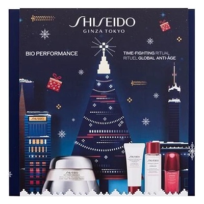 Shiseido Bio-Performance revitalizační a obnovující krém proti stárnutí pleti 50 ml + čisticí pěna na obličej 15 ml + pleťová voda 30 ml + energizující a ochranný koncentrát 10 ml