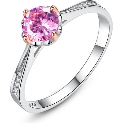 Meucci Stříbrný prsten s růžovým zirkonem SYR062