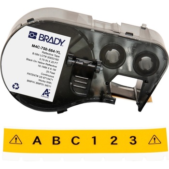 Brady M4C-750-584-YL / 170812, 19.05 mm x 6.10 m, Пластмаса, черен печат / жълт фон (170812)