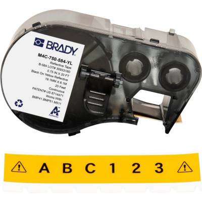 Brady M4C-750-584-YL / 170812, 19.05 mm x 6.10 m, Пластмаса, черен печат / жълт фон (170812)