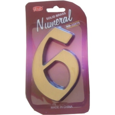 Číslo fasádne " 6 " bronz 125mm Bronz