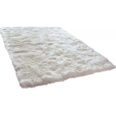Dekoračná kožušina prírodná, pravá jahňacia koža, 120 × 100 cm, biela, 06-6-001-37