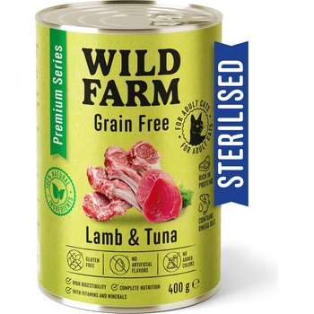 WILD FARM Premium Grain Free Lamb and Tuna 400g - беззърнена храна за кастрирани котки