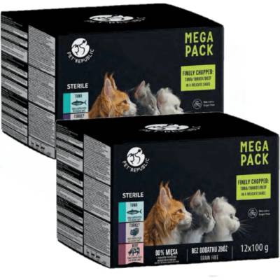 PetRepublic po sterilizaci kousky v jemné omáčce MIX 3 příchutě 24x100 g
