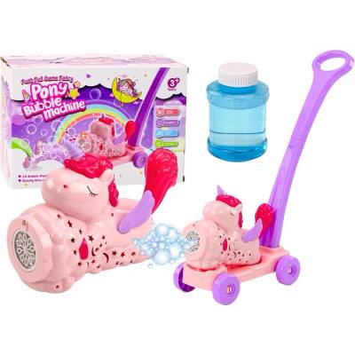 Bublinkový stroj na tlačení jednorožec s rukojetí světla a zvuky růžový