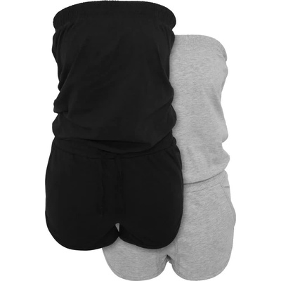 Build your brand BY018A romper 2 units - Black / Grey (Heather Grey / Black)
