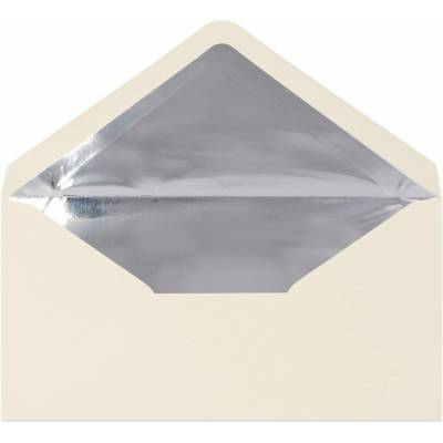 Vystlané obálky - 110 x 220 mm (DL) - Slonovinová + stříbrná fólie