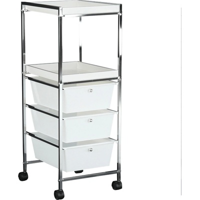 Pojazdný regál, biela/chróm, CORFU