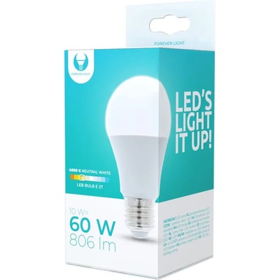 LED крушка E27 A60 10W 230V 4500K 806lm Forever Light (5900495839886)