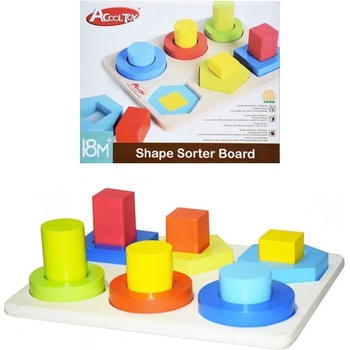 Image 1 of Acool Toy Дървен пъзел-сортер Acool Toy - С геометрични форми (ACT28)