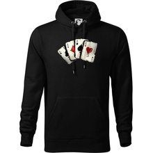 Poker karty kreslené mikina pánska Cape s kapucňou čierna