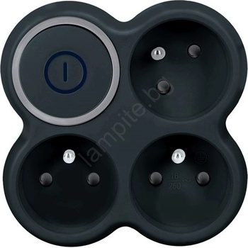 Solight P106B - Разклонител с ключ, 3 x 10 A, черен (SL1712)