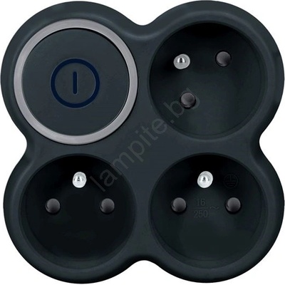 Solight P106B - Разклонител с ключ, 3 x 10 A, черен (SL1712)