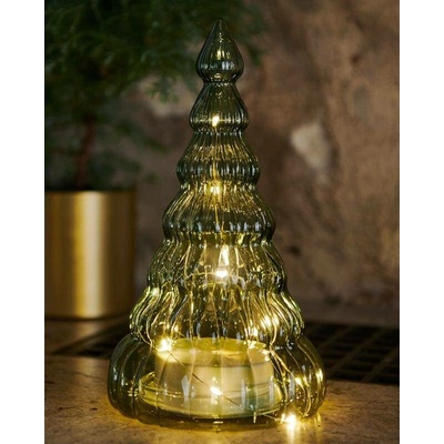 SIRIUS LED svetelný stromček, sklo, zelený, 23,5 cm