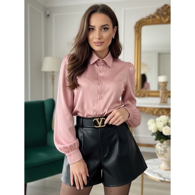 Saténová dámská halenka VSB Elegant v jemné růžové – Zboží Dáma