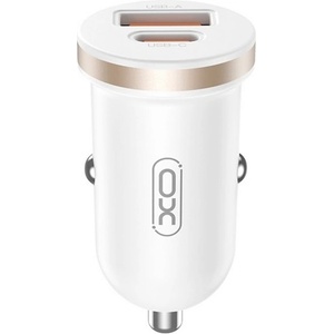 XO CC56 автомобилно зарядно устройство с USB+Type-C изход, 30 W, PD бързо зареждане, БЯЛО (XO-CC56)