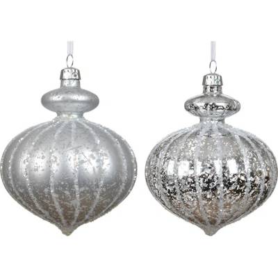 Decoris NENURODYTA_V Vánoční hračka na stromeček 026285, stříbrná, polystyren