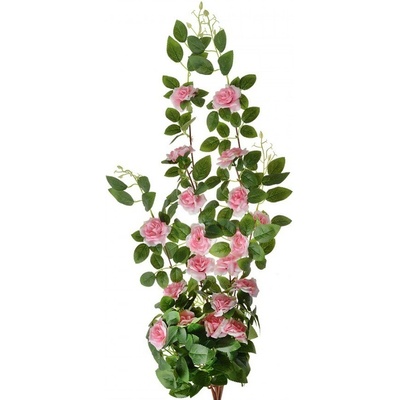 Zelená umelá vetvička ruže s ružovými kvetmi - 25*15*87 cm - Clayre & Eef