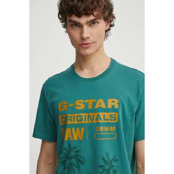 G-Star Raw Памучна тениска G-Star Raw в зелено с принт D24681-336 (D24681.336)