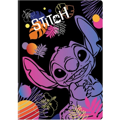 Stitch Sešit A4 black vzor 1 linka balení 6 ks