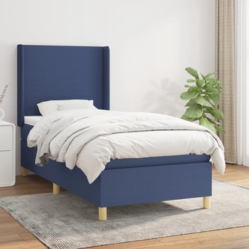vidaXL Боксспринг легло с матрак, синя, 90x190 см, плат (3131799)