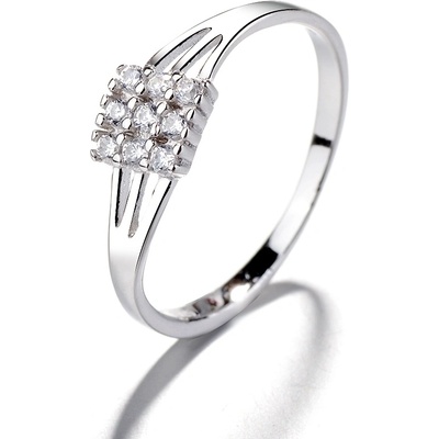 DELIS Пръстен от сребро 925, jw1377, квадратен модел с камъни, с родиево покритие (jw1377)