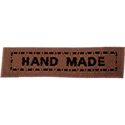 Textilní nášivka HAND MADE 45x10mm Varianta: hnědá
