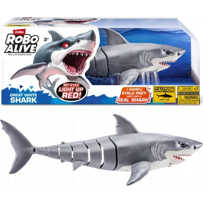 ZURU Robo Alive Interaktivní Plovoucí Žralok Shark Svítící oči Plave