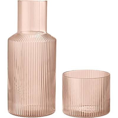 Ferm Living Skleněná karafa Ripple Blush Small 500 ml
