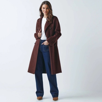 Blancheporte Dlhý kabát s prímesou vlny čokoládová