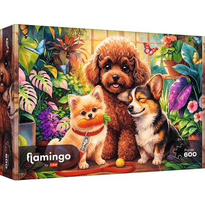 TREFL Flamingo Psíci v skleníku 600 dielov