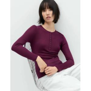 Marks & Spencer Блузка тип Henley от лиоцелна смес със съдържание на вълна Marks & Spencer виолетов Marks & Spencer | Lilav | ЖЕНИ | S