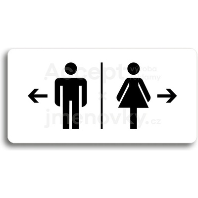 ACCEPT Piktogram WC MUŽI VLEVO, WC ŽENY VPRAVO - bílá tabulka - černý tisk bez rámečku