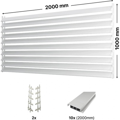 Hahn Holz Set pro venkovní žaluzie z hliníku RAL 9003 (bílá): V:1000mm, Š:2000mm