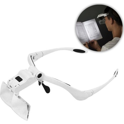 TFY NO.9892BP Dobíjecí náhlavní lupa s ochrannými zvětšovacími skly a LED světlem 1x 1,5x 2x 2,5x 3,5x