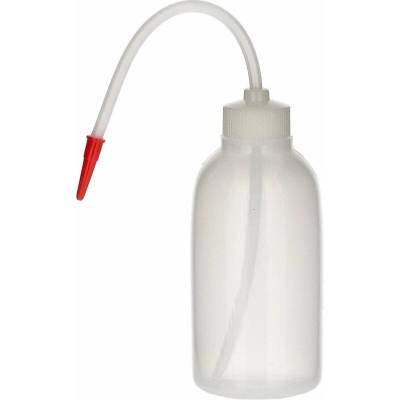 Tlačící láhev LDPE 250 ml s červeným nalévacím hrdlem – laboratorní stříkací láhev