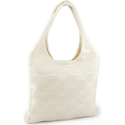 Prima-obchod Taška textilní pletená kabelka 40x34 cm 1 krémová světlá